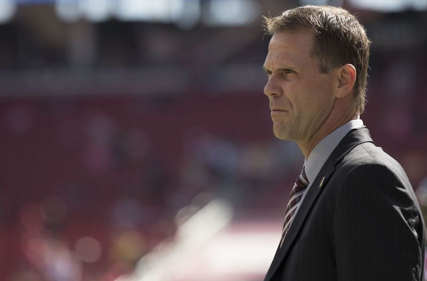 October 23, 2016; Santa Clara, CA, USA; San Francisco 49ers general manager Trent Baalke before the game against the Tampa Bay Buccaneers at Levi's Stadium. Mandatory Credit: Kyle Terada-USA TODAY Sports