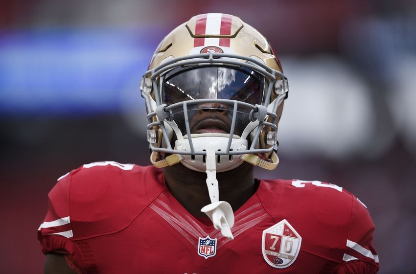 Oct 2, 2016; Santa Clara, CA, USA; San Francisco 49ers running back Carlos Hyde (28) warms up prior to the game against the Dallas Cowboys at Levi's Stadium. Mandatory Credit: Kelvin Kuo-USA TODAY Sports