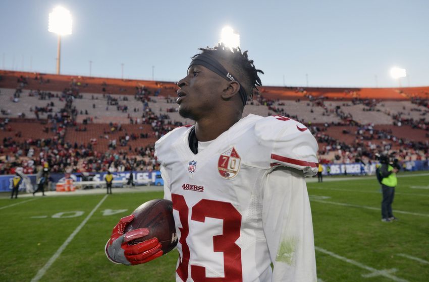 December 24, 2016; Los Angeles, CA, USA; San Francisco 49ers cornerback Rashard Robinson (33) following the 22-21 victory against the Los Angeles Rams at Los Angeles Memorial Coliseum. Mandatory Credit: Gary A. Vasquez-USA TODAY Sports