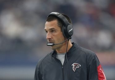 Sep 27, 2015; Arlington, TX, USA; Atlanta Falcons offensive coordinator Kyle Shanahan on the sidelines against the Dallas Cowboys at AT&T Stadium. Mandatory Credit: Matthew Emmons-USA TODAY Sports