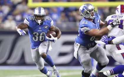Sep 1, 2016; Detroit, MI, USA; Detroit Lions running back Dwayne Washington (36) runs the ball during the first quarter against the Buffalo Bills at Ford Field. Mandatory Credit: Raj Mehta-USA TODAY Sports