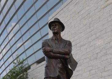 Sep 3, 2016; Arlington, TX, USA; General view of statue of Dallas Cowboys former coach Tom Landry at AT&T Stadium. Alabama defeated USC 52-6. Mandatory Credit: Kirby Lee-USA TODAY Sports