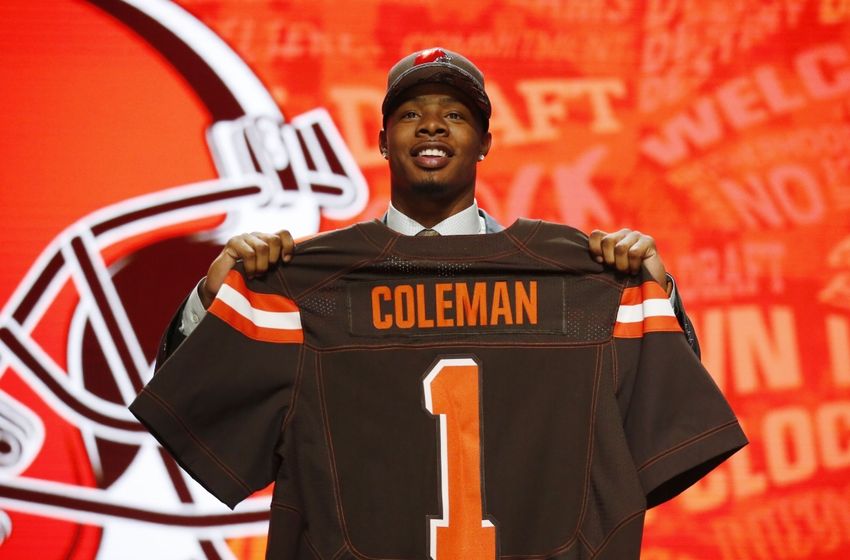 Apr 28, 2016; Chicago, IL, USA; Corey Coleman (Baylor) is selected by the Cleveland Browns as the number fifteen overall pick in the first round of the 2016 NFL Draft at Auditorium Theatre. Mandatory Credit: Kamil Krzaczynski-USA TODAY Sports