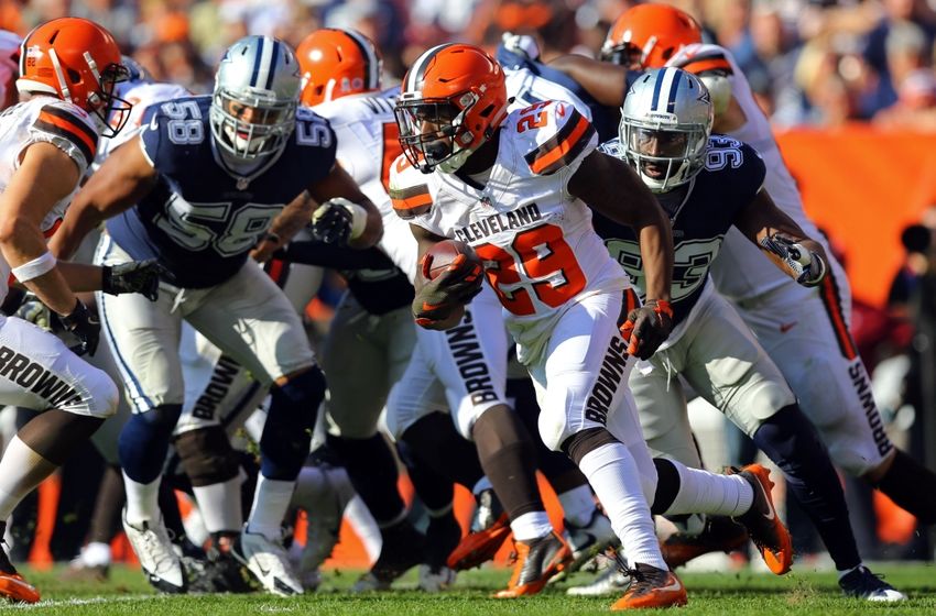 Nov 6, 2016; Cleveland, OH, USA; Cleveland Browns running back Duke Johnson (29) carries the ball against the Dallas Cowboys in the first half at FirstEnergy Stadium. Mandatory Credit: Aaron Doster-USA TODAY Sports