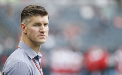 Aug 27, 2016; Chicago, IL, USA; Chicago Bears general manager Ryan Pace looks on from the sidelines before the preseason game against the Kansas City Chiefs at Soldier Field. Mandatory Credit: Kamil Krzaczynski-USA TODAY Sports