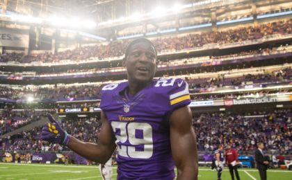 Nov 20, 2016; Minneapolis, MN, USA; Minnesota Vikings cornerback Xavier Rhodes (29) looks on following the game against the Arizona Cardinals at U.S. Bank Stadium. The Vikings defeated the Cardinals 30-24. Mandatory Credit: Brace Hemmelgarn-USA TODAY Sports
