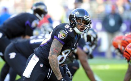 Nov 27, 2016; Baltimore, MD, USA; Baltimore Ravens wide receiver Steve Smith, Sr. (89) prepares for the snap in the third quarter against the Cincinnati Bengals at M&T Bank Stadium. Mandatory Credit: Evan Habeeb-USA TODAY Sports