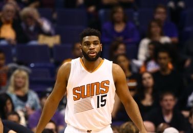 Nov 27, 2016; Phoenix, AZ, USA; Phoenix Suns forward Alan Williams against the Denver Nuggets at Talking Stick Resort Arena. The Nuggets defeated the Suns 118-114. Mandatory Credit: Mark J. Rebilas-USA TODAY Sports