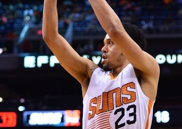 Apr 3, 2016; Phoenix, AZ, USA; Phoenix Suns guard John Jenkins (23) shoots the ball in the first half against the Utah Jazz at Talking Stick Resort Arena. Mandatory Credit: Jennifer Stewart-USA TODAY Sports