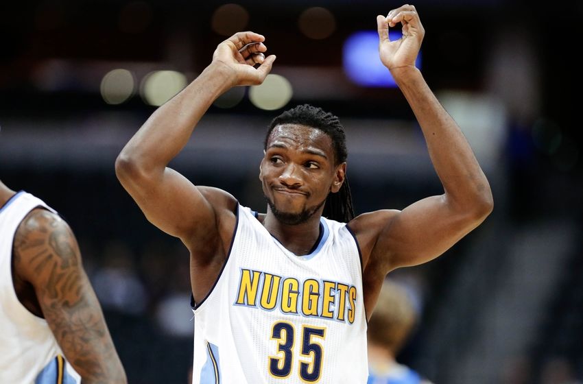 Oct 21, 2016; Denver, CO, USA; Denver Nuggets forward Kenneth Faried (35) reacts after a play in the third quarter against the Dallas Mavericks at the Pepsi Center. The Nuggets won 101-75. Mandatory Credit: Isaiah J. Downing-USA TODAY Sports