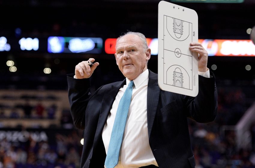 Apr 11, 2016; Phoenix, AZ, USA; Sacramento Kings head coach George Karl calls a timeout in the second half against the Phoenix Suns at Talking Stick Resort Arena. The Sacramento Kings won 105-101. Mandatory Credit: Jennifer Stewart-USA TODAY Sports