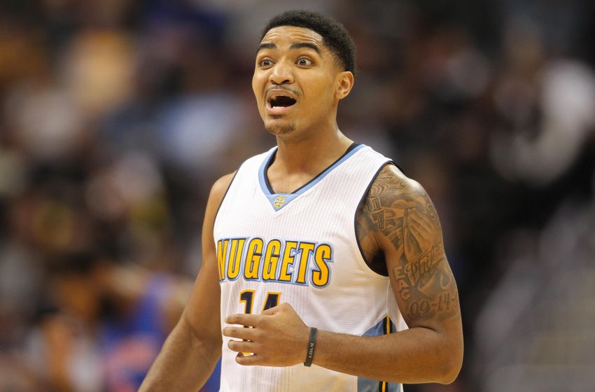 Nov 12, 2016; Denver, CO, USA; Denver Nuggets guard Gary Harris (14) during the game against the Detroit Pistons at Pepsi Center. Mandatory Credit: Chris Humphreys-USA TODAY Sports