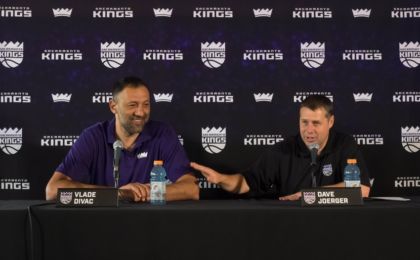 May 10, 2016; Sacramento, CA, USA; Sacramento Kings head coach Dave Joerger smiles during a press conference at the Sacramento Kings XC (Experience Center). Mandatory Credit: Kelley L Cox-USA TODAY Sports