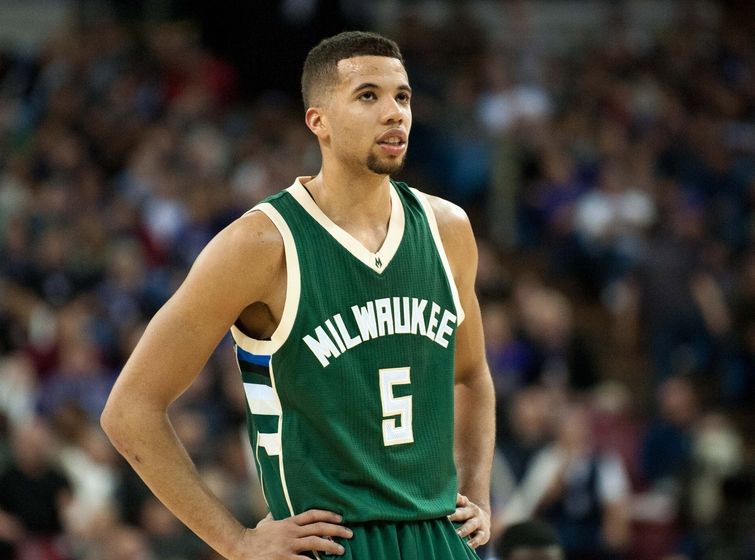 Feb 1, 2016; Sacramento, CA, USA; Milwaukee Bucks guard Michael Carter-Williams (5) looks on during the third quarter against the Sacramento Kings at Sleep Train Arena. The Sacramento Kings defeated the Milwaukee Bucks 111-104. Mandatory Credit: Ed Szczepanski-USA TODAY Sports