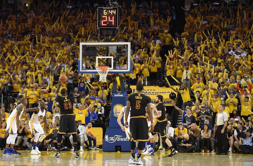 Jun 19, 2016; Oakland, CA, USA; Cleveland Cavaliers forward LeBron James (23) shoots a free throw in the third quarter in game seven of the NBA Finals at Oracle Arena. Mandatory Credit: Bob Donnan-USA TODAY Sports