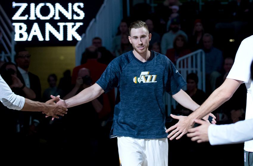 Dec 14, 2016; Salt Lake City, UT, USA; Utah Jazz forward Gordon Hayward (20) is introduced prior to the game against the Oklahoma City Thunder at Vivint Smart Home Arena. The Jazz won 109-89. Mandatory Credit: Russ Isabella-USA TODAY Sports