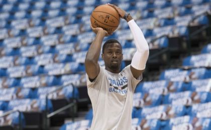 Oct 28, 2016; Dallas, TX, USA; Dallas Mavericks forward Harrison Barnes (40) warms up before the game against the Houston Rockets at the American Airlines Center. Mandatory Credit: Jerome Miron-USA TODAY Sports