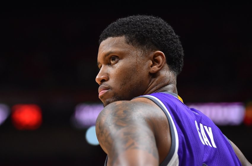 Nov 1, 2016; Miami, FL, USA; Sacramento Kings forward Rudy Gay (8) looks on in the game against the Miami Heat during the first half at American Airlines Arena. Mandatory Credit: Jasen Vinlove-USA TODAY Sports