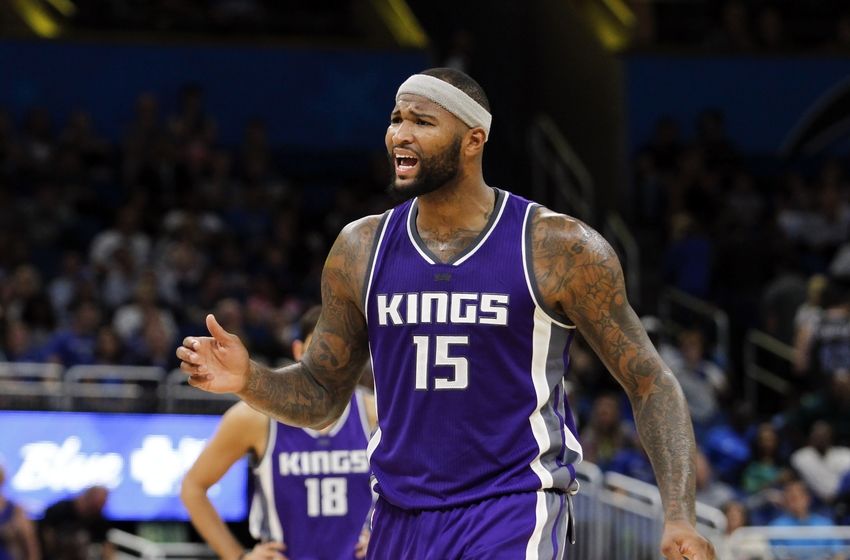 Nov 3, 2016; Orlando, FL, USA; Sacramento Kings center DeMarcus Cousins (15) reacts after a foul call in the second half against the Orlando Magic at Amway Center. Orlando Magic won 102-94. Mandatory Credit: Logan Bowles-USA TODAY Sports