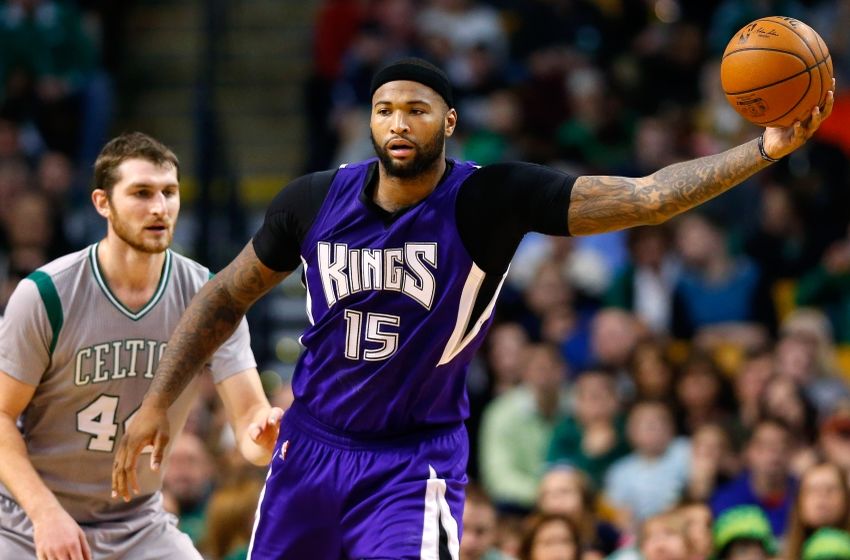 Feb 7, 2016; Boston, MA, USA; Sacramento Kings center DeMarcus Cousins (15) during the first half against the Boston Celtics at TD Garden. Mandatory Credit: Winslow Townson-USA TODAY Sports