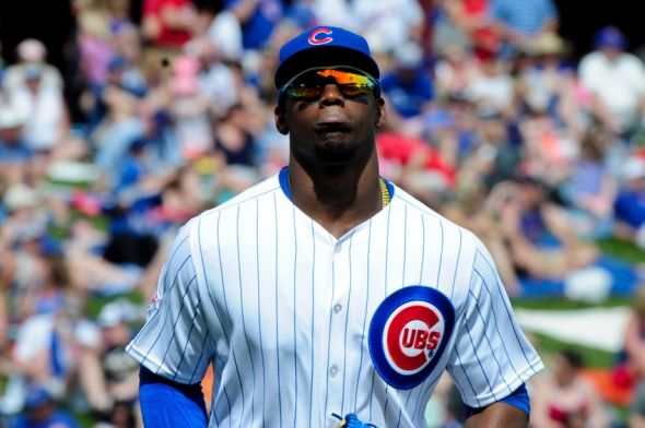 Mar 5, 2016; Mesa, AZ, USA; Chicago Cubs right fielder Jorge Soler (68) looks on during the game against the Cincinnati Reds at Sloan Park. Mandatory Credit: Matt Kartozian-USA TODAY Sports
