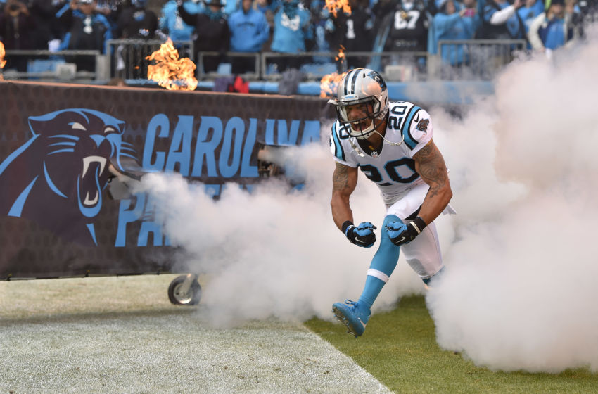 Jan 17, 2016; Charlotte, NC, USA; Carolina Panthers free safety Kurt Coleman (20) is introduced before a NFC Divisional round playoff game at Bank of America Stadium. Mandatory Credit: Bob Donnan-USA TODAY Sports