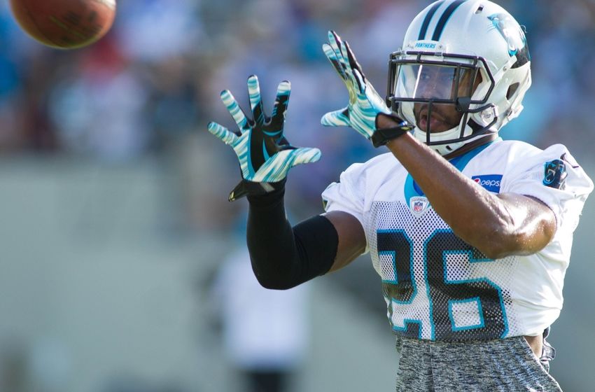 Jul 28, 2016; Spartanburg, SC, USA; Carolina Panthers cornerback Daryl Worley (26) catches a pass during the training camp at Wofford College. Mandatory Credit: Jeremy Brevard-USA TODAY Sports