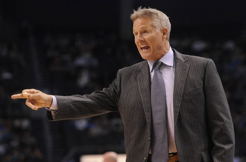 Nov 2, 2016; Charlotte, NC, USA; Philadelphia 76ers head coach Brett Brown during the first half of the game at the Spectrum Center. Mandatory Credit: Sam Sharpe-USA TODAY Sports