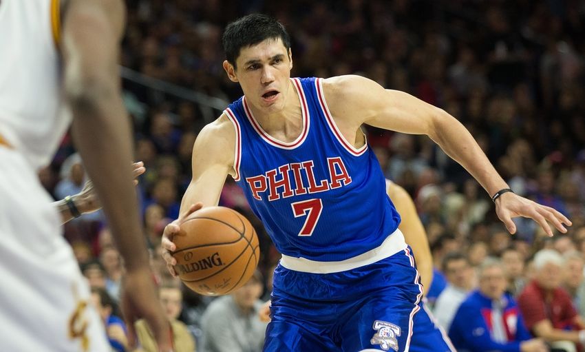 Nov 5, 2016; Philadelphia, PA, USA; Philadelphia 76ers forward Ersan Ilyasova (7) controls the ball against the Cleveland Cavaliers during the second half at Wells Fargo Center. The Cleveland Cavaliers won 102-101. Mandatory Credit: Bill Streicher-USA TODAY Sports