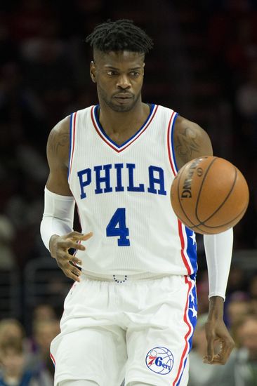 Jan 3, 2017; Philadelphia, PA, USA; Philadelphia 76ers forward Nerlens Noel (4) Mandatory Credit: Bill Streicher-USA TODAY Sports