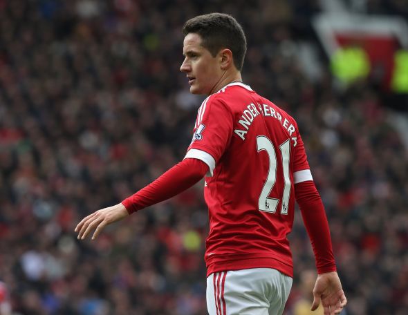MANCHESTER, ENGLAND - FEBRUARY 28: Ander Herrera of Manchester United in action during the Barclays Premier League match between Manchester United and Arsenal at Old Trafford on February 28 2016 in Manchester, England. (Photo by Tom Purslow/Man Utd via Getty Images)