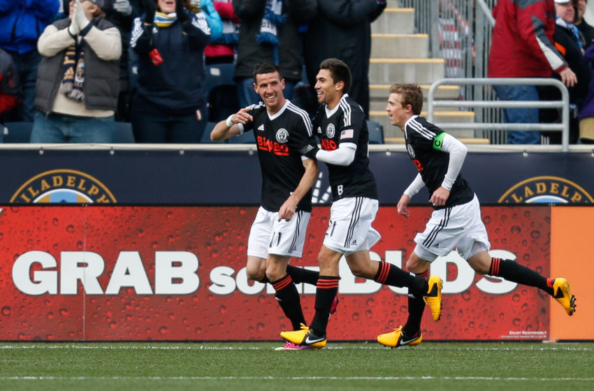CHESTER, PA - MARCH 02: Sebastian Le Toux #11 of Philadelphia Union reacts after scoring a goal in the first half of the MLS game against the Sporting Kansas City at PPL Park on March 2, 2013 in Chester, Pennsylvania. (Photo by Brian Garfinkel/Getty Images)