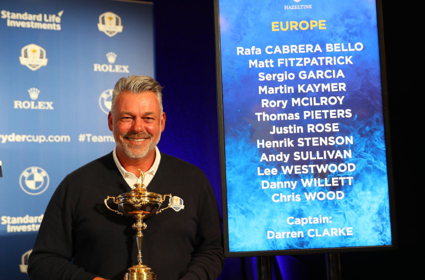 VIRGINIA WATER, ENGLAND - AUGUST 30: Darren Clarke, the European Ryder Cup captain, is pictured during the Ryder Cup Europe Press Conference at Wentworth on August 30, 2016 in Virginia Water, England. (Photo by Andrew Redington/Getty Images)