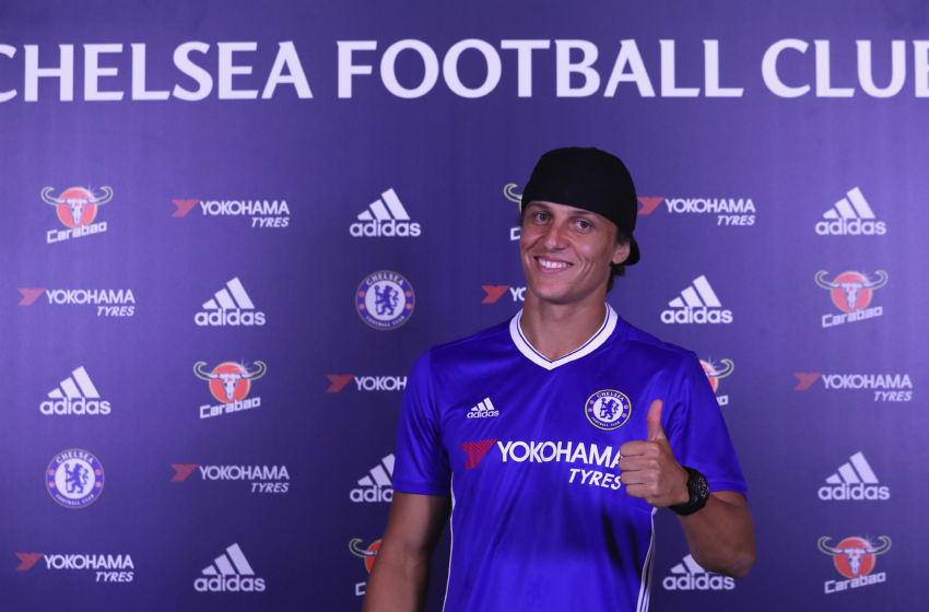 COBHAM, ENGLAND - AUGUST 31: David Luiz is unveiled as Chelsea's new signing at Chelsea Training Ground on August 31, 2016 in Cobham, England. (Photo by Chelsea Football Club/Chelsea FC via Getty Images)