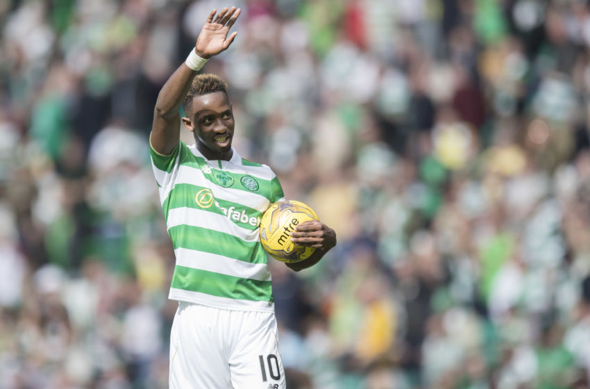 GLASGOW , SCOTLAND - SEPTEMBER 10: Moussa Dembele of Celtic takes away the match ball having scored 3 of the 5 goals during the Ladbrokes Scottish Premiership match between Celtic and Rangers at Celtic Park on September 10, 2016 in Glasgow. (Photo by Steve Welsh/Getty Images)