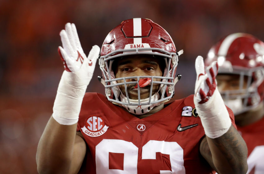 TAMPA, FL - JANUARY 09: Defensive lineman Jonathan Allen #93 of the Alabama Crimson Tide looks on before taking on the Clemson Tigers in the 2017 College Football Playoff National Championship Game at Raymond James Stadium on January 9, 2017 in Tampa, Florida. (Photo by Ronald Martinez/Getty Images)