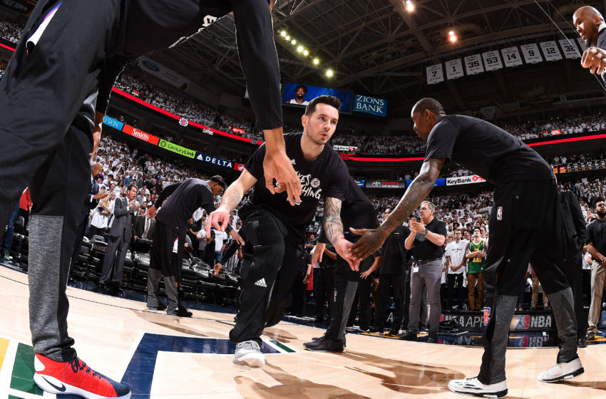 J.J. Redick is introduced prior to the LA Clippers game in Utah