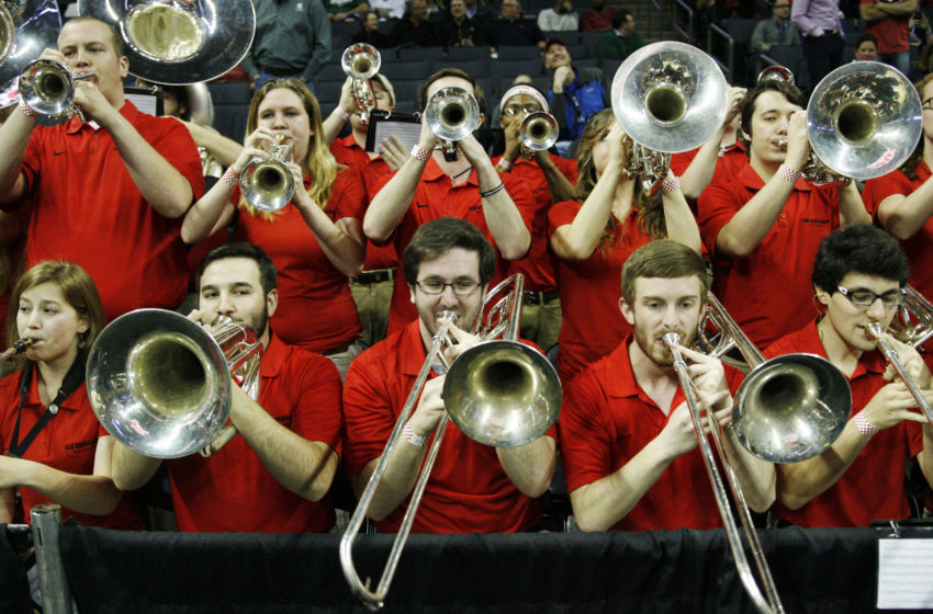 Mar 20, 2015; Charlotte, NC, USA; The Georgia Bulldogs band performs before the game against the Michigan State Spartans in the second round of the 2015 NCAA Tournament at Time Warner Cable Arena. Mandatory Credit: Jeremy Brevard-USA TODAY Sports