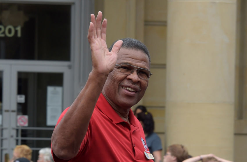 Aug 8, 2015; Canton, OH, USA; Ken Houston during the TimkenSteel Grand Parade on Cleveland Ave. in advance of the 2015 Pro Football Hall of Fame enshrinement. Mandatory Credit: Kirby Lee-USA TODAY Sports