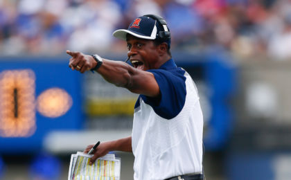 Sep 5, 2015; Colorado Springs, CO, USA; Morgan State Bears head coach Lee Hull reacts to a play in the first quarter against the Air Force Falcons at Falcon Stadium. Mandatory Credit: Isaiah J. Downing-USA TODAY Sports