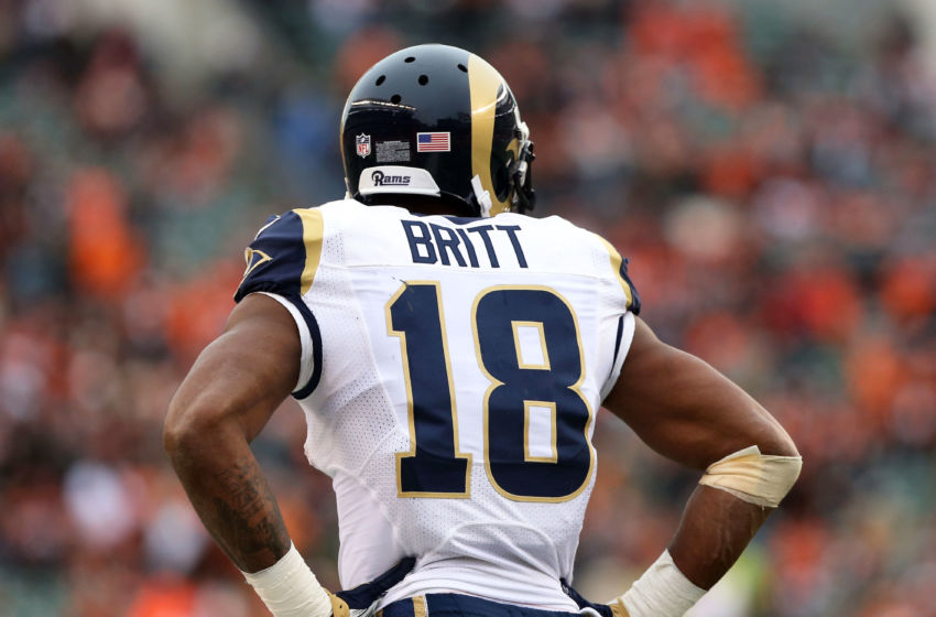 Nov 29, 2015; Cincinnati, OH, USA; St. Louis Rams wide receiver Kenny Britt (18) against the Cincinnati Bengals at Paul Brown Stadium. The Bengals won 31-7. Mandatory Credit: Aaron Doster-USA TODAY Sports