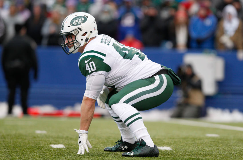 Jan 3, 2016; Orchard Park, NY, USA; New York Jets fullback Tommy Bohanon (40) against the Buffalo Bills at Ralph Wilson Stadium. Mandatory Credit: Timothy T. Ludwig-USA TODAY Sports