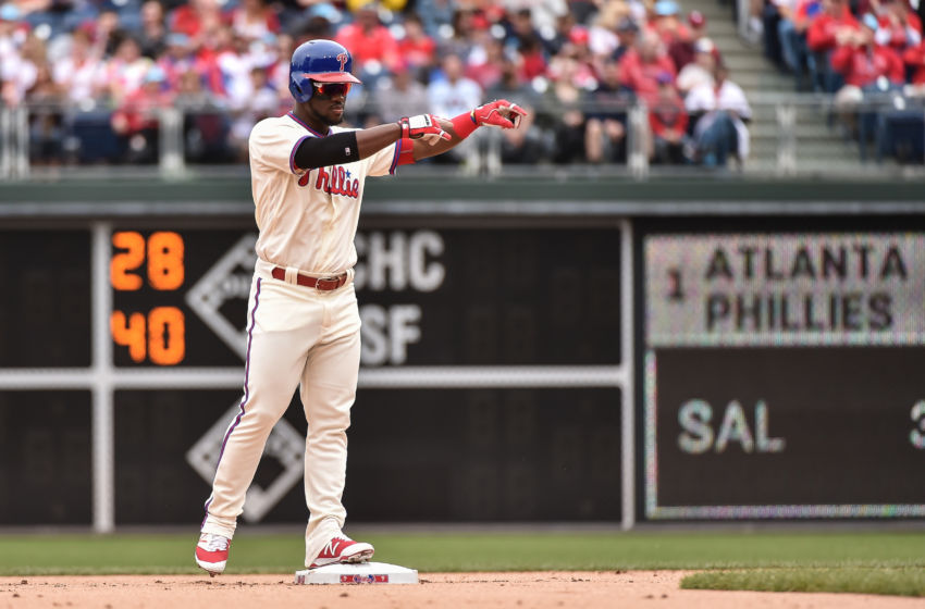 Herrera Demonstrates from 2nd Base the Reason to Think Before Each Pitch. Photo by John Geliebter - USA TODAY Sports.