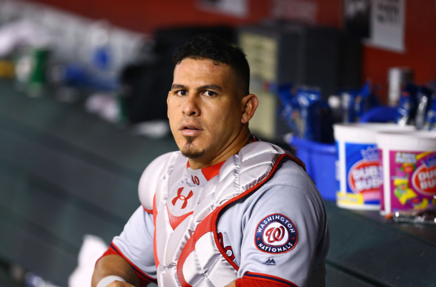 Aug 1, 2016; Phoenix, AZ, USA; Washington Nationals catcher Wilson Ramos against the Arizona Diamondbacks at Chase Field. Mandatory Credit: Mark J. Rebilas-USA TODAY Sports