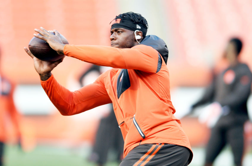 Sep 1, 2016; Cleveland, OH, USA; Cleveland Browns wide receiver Josh Gordon (12) warms up before the game between the Cleveland Browns and the Chicago Bears at FirstEnergy Stadium. Mandatory Credit: Ken Blaze-USA TODAY Sports