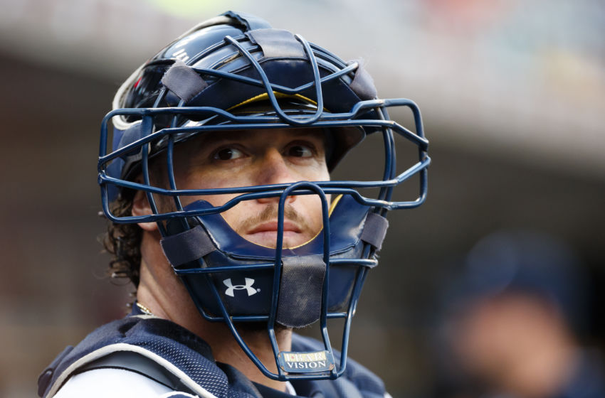 Sep 13, 2016; Detroit, MI, USA; Detroit Tigers catcher Jarrod Saltalamacchia (39) in the dugout prior to the game against the Minnesota Twins at Comerica Park. Mandatory Credit: Rick Osentoski-USA TODAY Sports