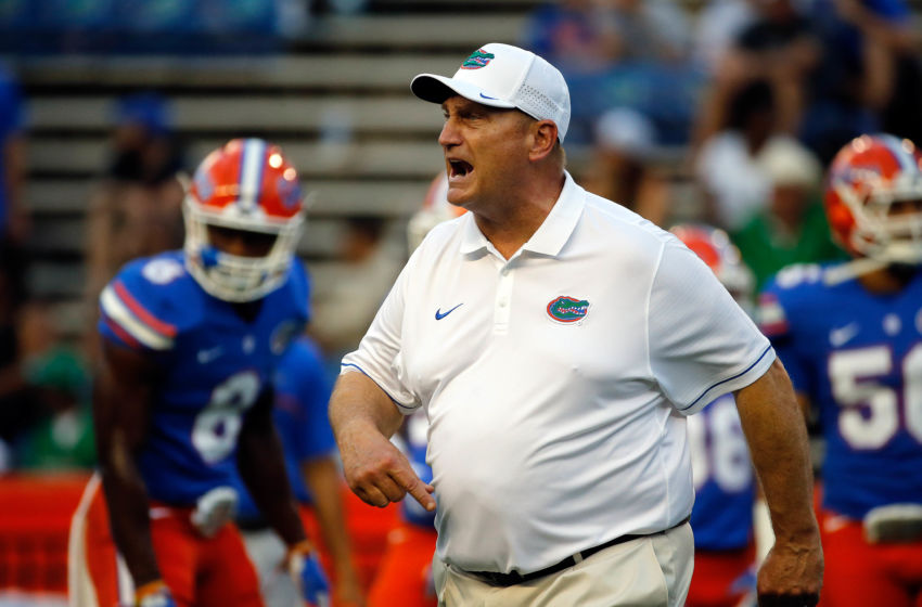 Sep 17, 2016; Gainesville, FL, USA; Florida Gators special teams coordinator Greg Nord prior to the game against the North Texas Mean Green at Ben Hill Griffin Stadium. Mandatory Credit: Kim Klement-USA TODAY Sports