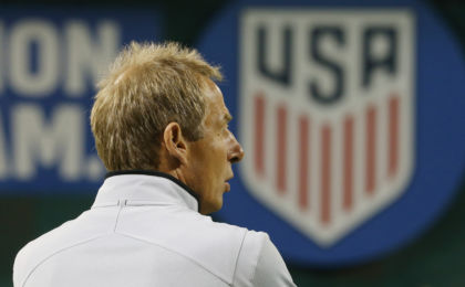 Oct 11, 2016; Washington, D.C., USA; United States head coach Jurgen Klinsmann stands on the field prior to the United States' game against New Zealand at RFK Stadium. The game ended in a 1-1 tie. Mandatory Credit: Geoff Burke-USA TODAY Sports