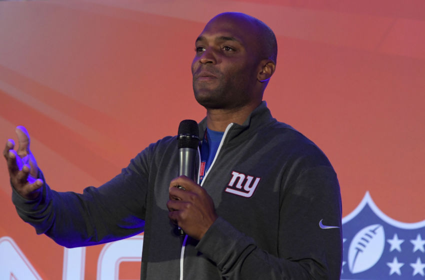 Oct 22, 2016; London, United Kingdom; New York Giants former receiver Amani Toomer speaks during NFL Fan Rally at the Victoria House prior to game 16 of the NFL International Series against the Los Angeles Rams. Mandatory Credit: Kirby Lee-USA TODAY Sports