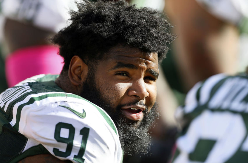 Oct 23, 2016; East Rutherford, NJ, USA; New York Jets defensive end Sheldon Richardson (91) on sideline during second half against the Baltimore Ravens at MetLife Stadium. The New York Jets defeated the Baltimore Ravens 24-16. Mandatory Credit: Noah K. Murray-USA TODAY Sports